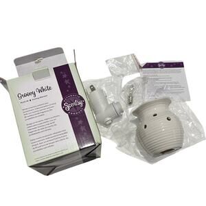 Scentsy Groovy White Warmer Wall Plug In Ceramic, Adjustable Plug - New